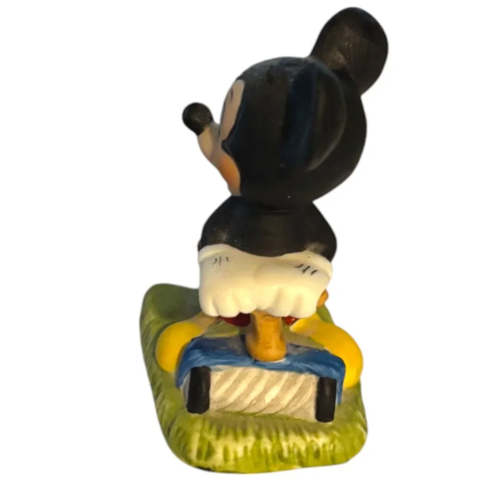 Walt Disney Productions Vintage 1977 Mickey Mouse mowing the lawn‎ mini figurine